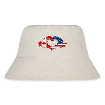 Canada USA heart shape with hands used - Stanley/Stella Recycled Bucket Hat - natural - Front
