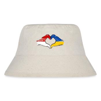 Indonesia Ukraine Heart Shape with Hands Used - Stanley/Stella Recycled Bucket Hat - natural - Front