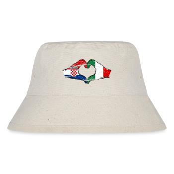Kroatien Italien Flagge Hände Herzform used - Stanley/Stella recycelter Bucket Hat - Naturweiß - Vorne