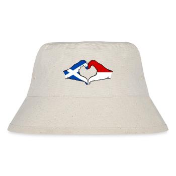 Scotland Indonesia Flag Hands Heart Shape - Stanley/Stella Recycled Bucket Hat - natural - Front