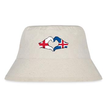 Angleterre Islande Drapeau Mains Coeur Forme Coeur - Bob recyclé Stanley/Stella - blanc naturel - Devant