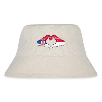 Serbie Indonésie Drapeau Mains Coeur Utilisé - Bob recyclé Stanley/Stella - blanc naturel - Devant