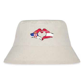Serbie Autriche Drapeau Mains Coeur Utilisé - Bob recyclé Stanley/Stella - blanc naturel - Devant