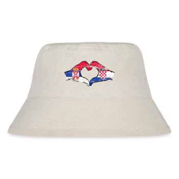 Serbien Kroatien Flagge Hände Herzform used - Stanley/Stella recycelter Bucket Hat - Naturweiß - Vorne