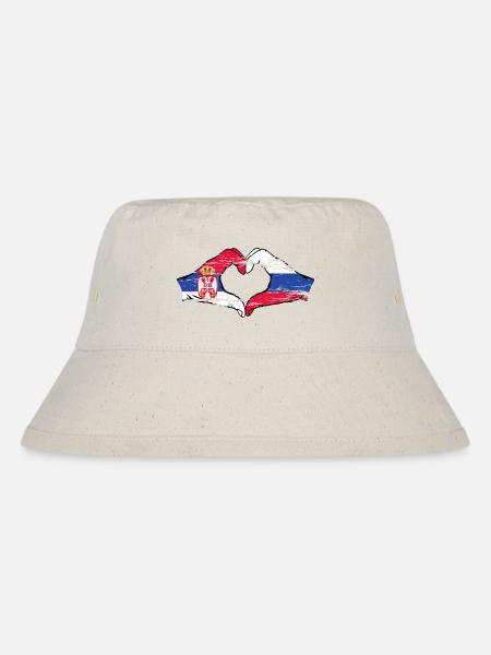 Serbien Russland Flagge Hände Herzform used - Stanley/Stella recycelter Bucket Hat - Naturweiß