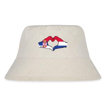 Serbien Holland Flagge Hände Herzform - Stanley/Stella recycelter Bucket Hat - Naturweiß - Vorne