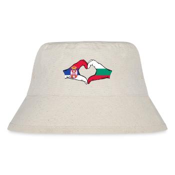 Serbia Bulgaria Flag Hands Heart Shape - Stanley/Stella Recycled Bucket Hat - natural - Front