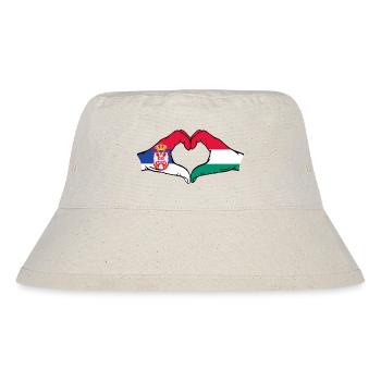 Serbia Hungary Flag Hands Heart Shape - Stanley/Stella Recycled Bucket Hat - natural - Front