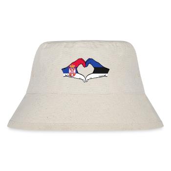 Serbie Estonie Drapeau Mains Coeur Forme - Bob recyclé Stanley/Stella - blanc naturel - Devant