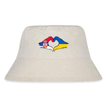 Serbia Ukraine Flag Hands Heart Shape - Stanley/Stella Recycled Bucket Hat - natural - Front