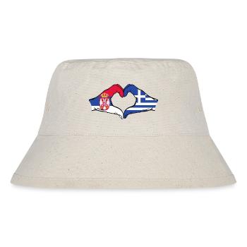 Serbia Greece Flag Hands Heart Shape - Stanley/Stella Recycled Bucket Hat - natural - Front