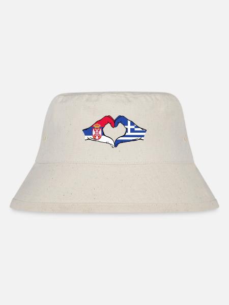 Serbien Griechenland Flagge Hände Herzform - Stanley/Stella recycelter Bucket Hat - Naturweiß
