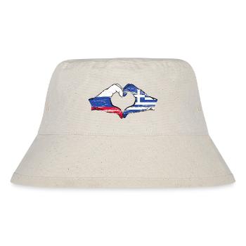 Russia Greece Flag Hands Heart Shape Used - Stanley/Stella Recycled Bucket Hat - natural - Front