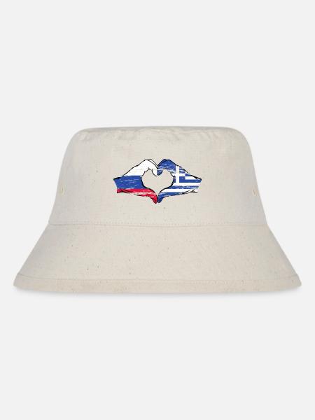 Russland Griechenland Flagge Hände Herzform used - Stanley/Stella recycelter Bucket Hat - Naturweiß