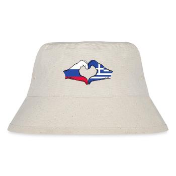 Russia Greece Flag Hands Heart Shape - Stanley/Stella Recycled Bucket Hat - natural - Front