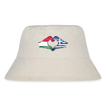 Ungarn Griechenland Flagge Hände Herzform used - Stanley/Stella recycelter Bucket Hat - Naturweiß - Vorne
