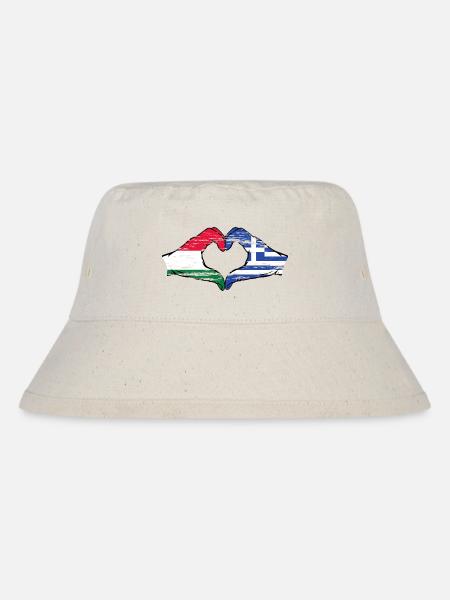 Ungarn Griechenland Flagge Hände Herzform used - Stanley/Stella recycelter Bucket Hat - Naturweiß