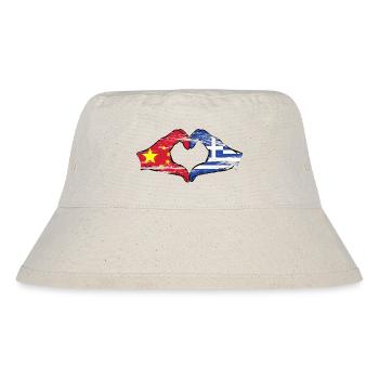 China Griechenland Flagge Hände Herzform used - Stanley/Stella recycelter Bucket Hat - Naturweiß - Vorne