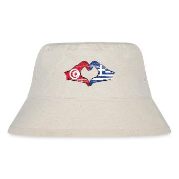 Tunesien Griechenland Flagge Hände Herzform used - Stanley/Stella recycelter Bucket Hat - Naturweiß - Vorne