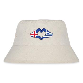 Iceland Greece Flag Hands Heart Shape - Stanley/Stella Recycled Bucket Hat - natural - Front