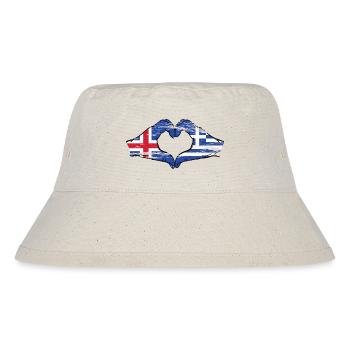 Iceland Greece Flag Hands Heart Shape Used - Stanley/Stella Recycled Bucket Hat - natural - Front