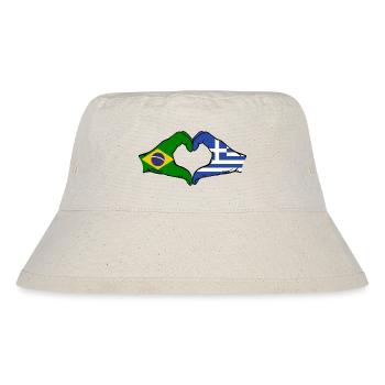 Brésil Grèce Drapeau Mains Coeur Forme - Bob recyclé Stanley/Stella - blanc naturel - Devant