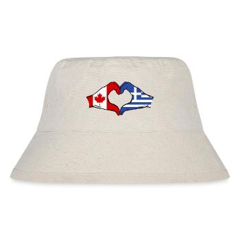 Canada Greece Flag Hands Heart Shape - Stanley/Stella Recycled Bucket Hat - natural - Front