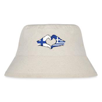 Finland Greece Flag Hands Heart Shape - Stanley/Stella Recycled Bucket Hat - natural - Front