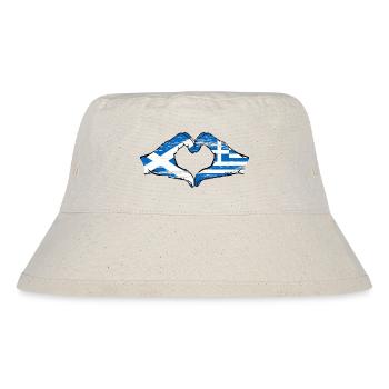 Mains de drapeau de l’Écosse Grèce en forme de coeur utilisé - Bob recyclé Stanley/Stella - blanc naturel - Devant