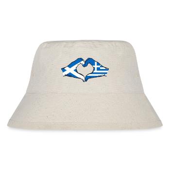 Scotland Greece Flag Hands Heart Shape - Stanley/Stella Recycled Bucket Hat - natural - Front