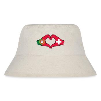 Portugal Suisse Drapeau Mains Coeur - Bob recyclé Stanley/Stella - blanc naturel - Devant
