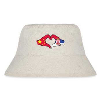 China Serbien Flagge Hände Herzform - Stanley/Stella recycelter Bucket Hat - Naturweiß - Vorne