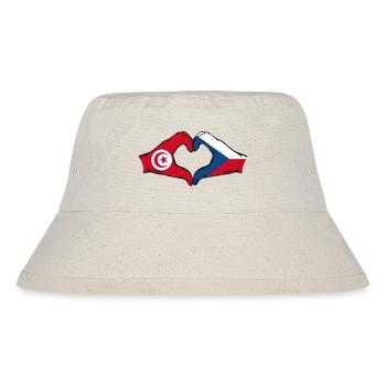 Tunesien Tschechien Flagge Herzform - Stanley/Stella recycelter Bucket Hat - Naturweiß - Vorne