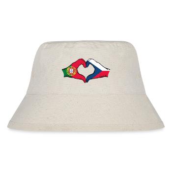Portugal Tschechien Flagge Herzform - Stanley/Stella recycelter Bucket Hat - Naturweiß - Vorne