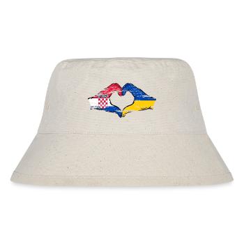 Kroatien Ukraine Flagge Herzform used - Stanley/Stella recycelter Bucket Hat - Naturweiß - Vorne