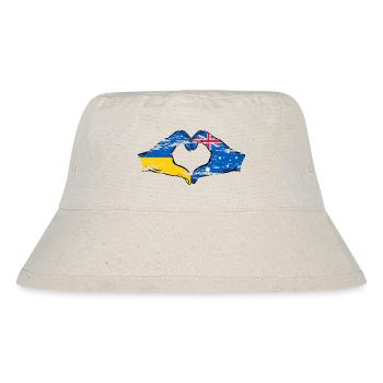 Ukraine Australien Flagge Herzform used - Stanley/Stella recycelter Bucket Hat - Naturweiß - Vorne