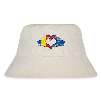 Rumänien Australien Flagge Herzform used - Stanley/Stella recycelter Bucket Hat - Naturweiß - Vorne