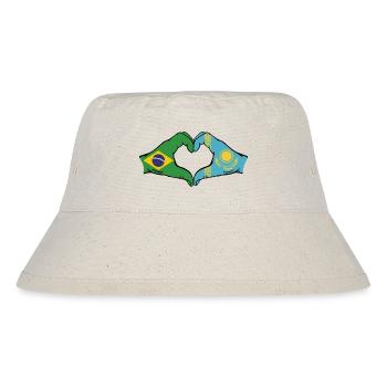 Brésil Kazakhstan Drapeau Mains Coeur Forme - Bob recyclé Stanley/Stella - blanc naturel - Devant