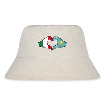 Italien Kasachstan Flagge Hände Herzform used - Stanley/Stella recycelter Bucket Hat - Naturweiß - Vorne