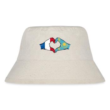 Frankreich Kasachstan Flagge Hände Herzform used - Stanley/Stella recycelter Bucket Hat - Naturweiß - Vorne