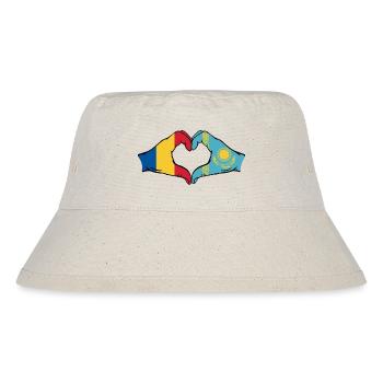 Roumanie Kazakhstan Drapeau Mains Coeur Forme - Bob recyclé Stanley/Stella - blanc naturel - Devant