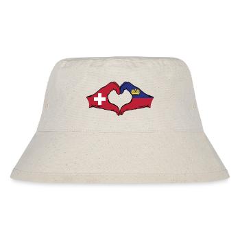 Schweiz Liechtenstein Flagge Hände Herzform - Stanley/Stella recycelter Bucket Hat - Naturweiß - Vorne
