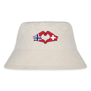 Norway Switzerland Flag Hands Heart Shape Used - Stanley/Stella Recycled Bucket Hat - natural - Front