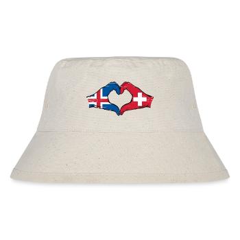 Iceland Switzerland Flag Hands Heart Shape Used - Stanley/Stella Recycled Bucket Hat - natural - Front
