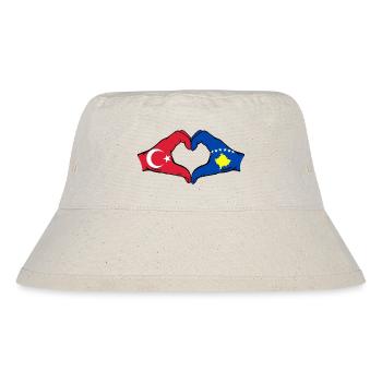 Turquie Kosovo Drapeau Mains Coeur Forme - Bob recyclé Stanley/Stella - blanc naturel - Devant