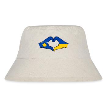 Kosovo Ukraine Flag Hands Heart Shape - Stanley/Stella Recycled Bucket Hat - natural - Front