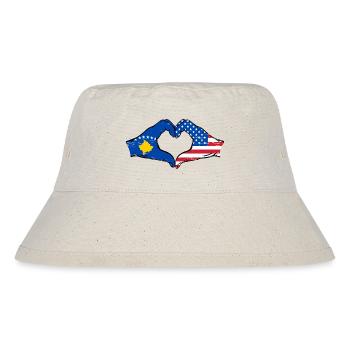 Kosovo USA Flag Hands Heart Shape Used - Stanley/Stella Recycled Bucket Hat - natural - Front