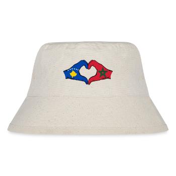 Kosovo Maroc Drapeau Mains Coeur Forme - Bob recyclé Stanley/Stella - blanc naturel - Devant