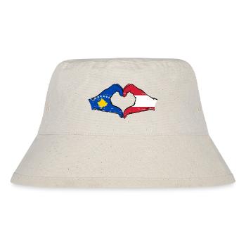 Kosovo Austria Flag Hands Heart Shape Used - Stanley/Stella Recycled Bucket Hat - natural - Front