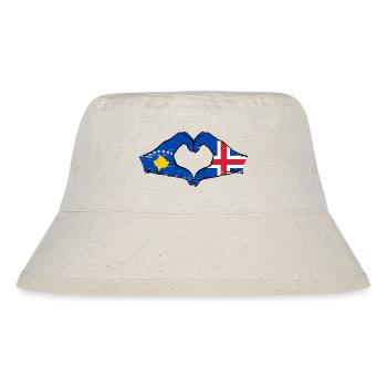Kosovo Iceland Flag Hands Heart Shape Used - Stanley/Stella Recycled Bucket Hat - natural - Front
